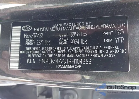 2023 Hyundai Elantra Sel z USA, uszkodzony, nr VIN 5NPLM4AG1PH104353